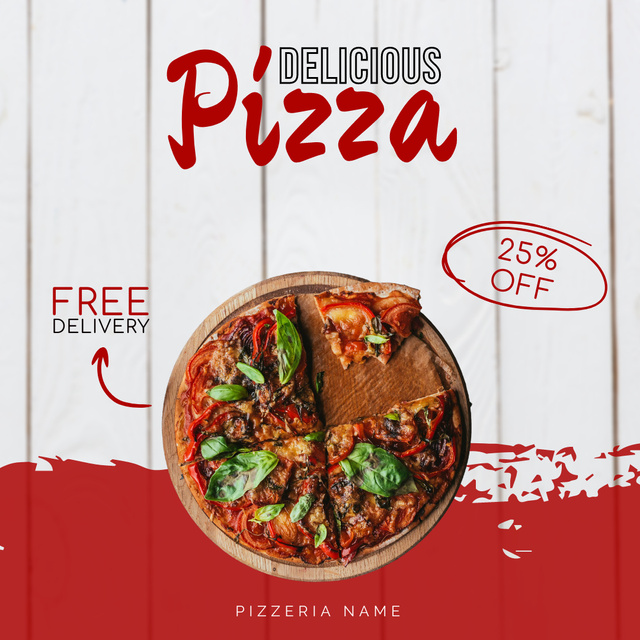 Designvorlage Real Italian Pizza with Free Delivery für Instagram