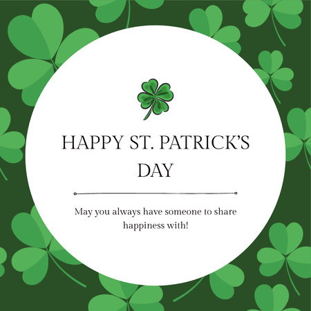 Saint Patrick's Day Warm Wishes And Shamrock Animated Post Design Template
