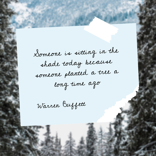 Plantilla de diseño de Motivational Phrase about Self-Care with Snowy Forest Instagram 
