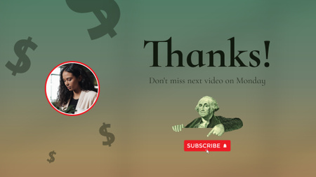Dollar Icons on Gradient YouTube outro Design Template