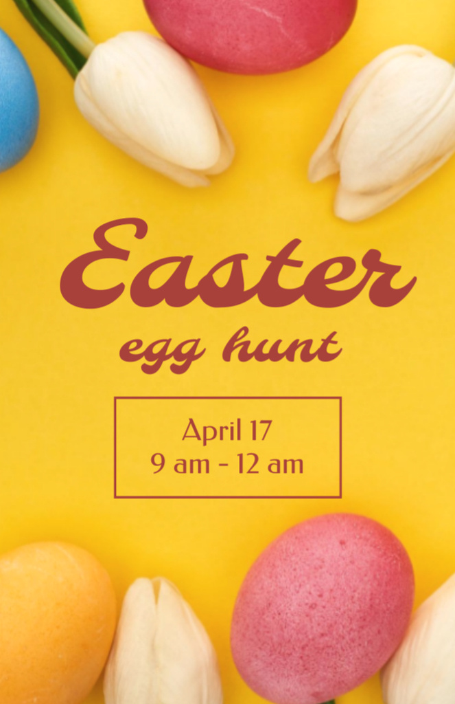 Easter Egg Hunt Announcement on Yellow Flyer 5.5x8.5in Design Template