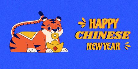 Chinese New Year Holiday Greeting Twitter Design Template