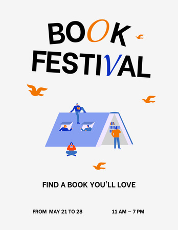 Book Festival Announcement Flyer 8.5x11in Modelo de Design