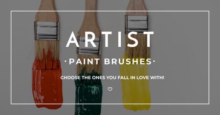 Artist paint brushes store Offer Facebook AD Design Template