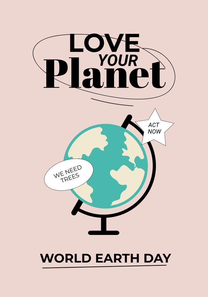 World Earth Day Announcement with Illustration of Globe Poster 28x40in Design Template