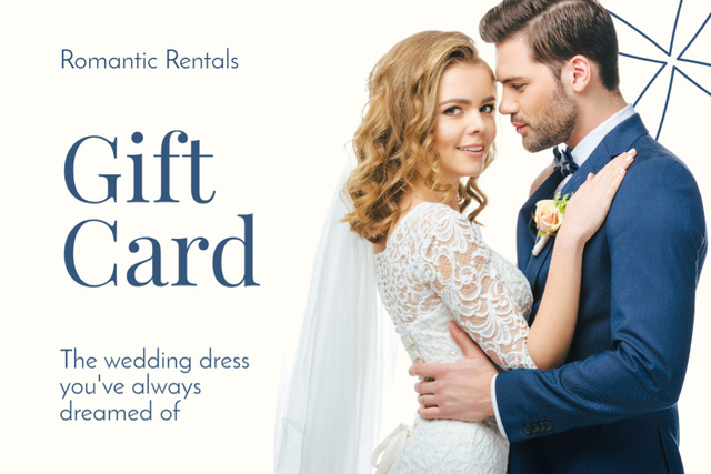 Designvorlage Wedding Dress and Suit Rental für Gift Certificate