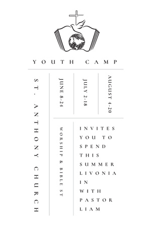 Cronograma de Eventos para o Acampamento de Religião Juvenil Pinterest Modelo de Design