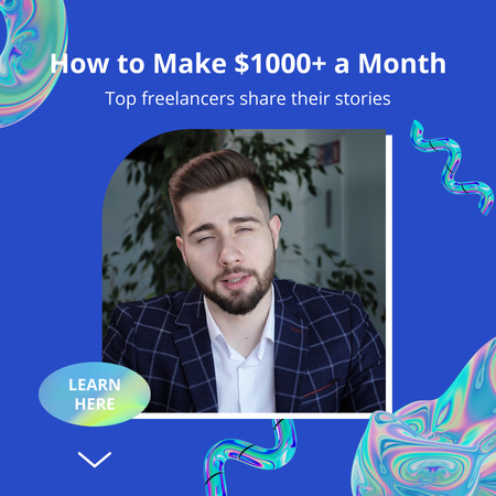 Principais histórias de freelancers sobre como ganhar dinheiro Animated Post Modelo de Design