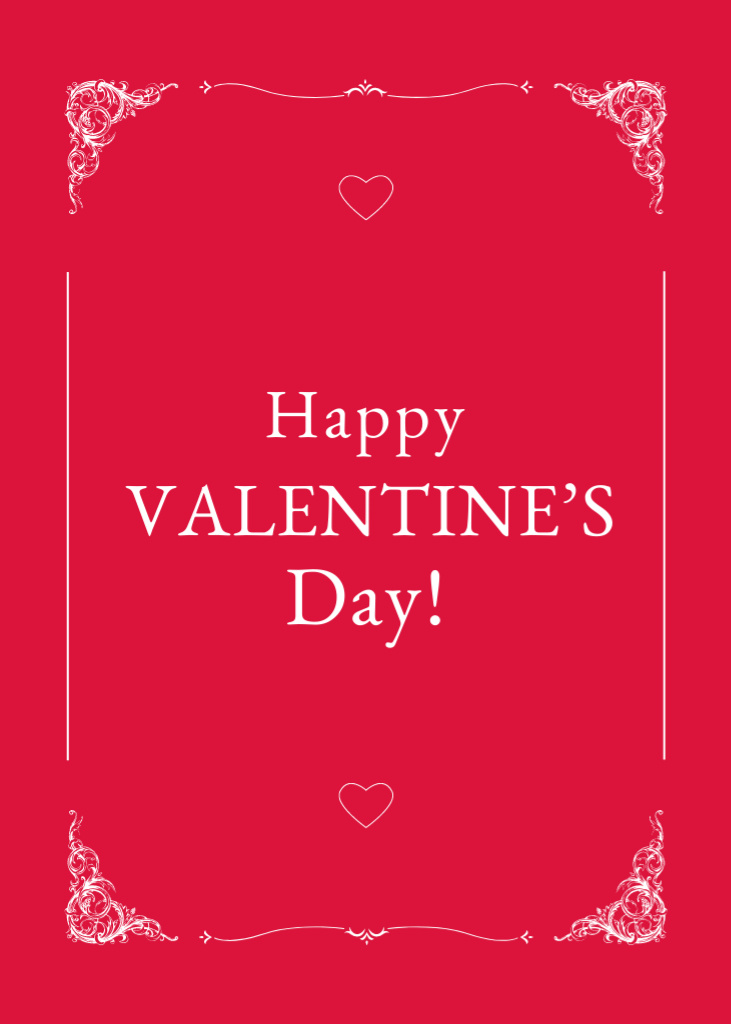 Modèle de visuel Valentine's Day Greeting in Elegant Frame on Red - Postcard 5x7in Vertical