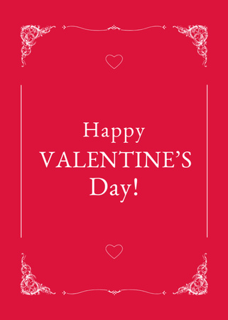 Valentine's Day Greeting in Elegant Frame on Red Postcard 5x7in Vertical Tasarım Şablonu