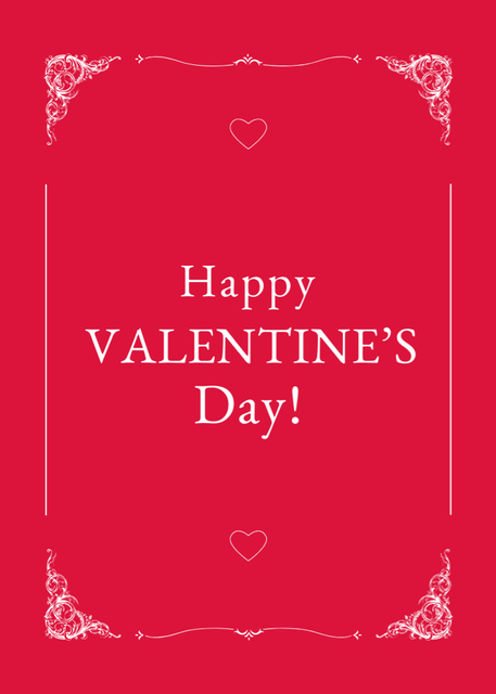 Platilla de diseño Valentine's Day Greeting in Elegant Frame on Red Postcard 5x7in Vertical