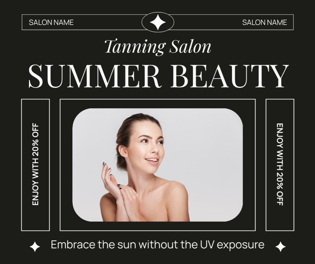 Summer Offer Discounts on Tanning Salon Services Facebookデザインテンプレート