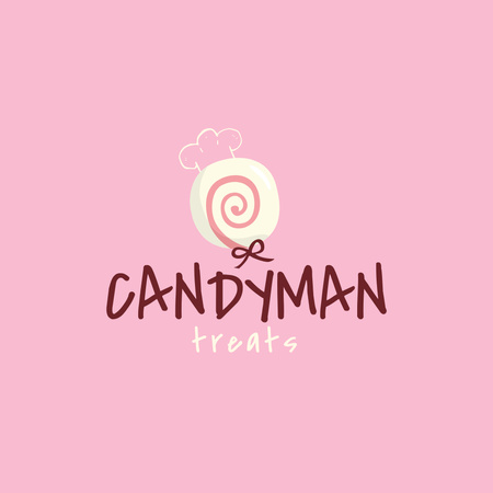 Sweets Store Offer with Cute Candy Logo Design Template
