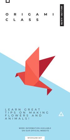 Origami Classes Invitation Paper Bird in Red Graphic Design Template