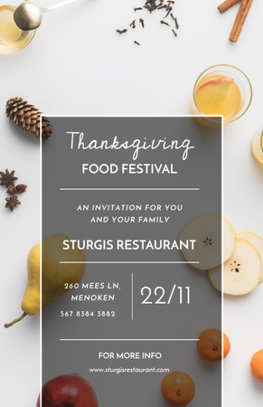 Ontwerpsjabloon van Invitation 5.5x8.5in van Thanksgiving Festival With Autumn Fruits and Spices
