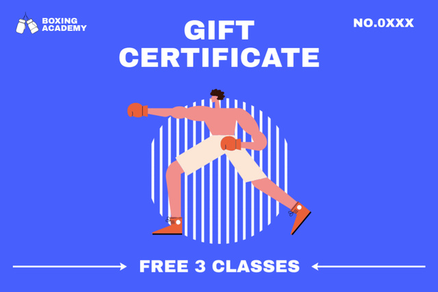 Boxing Classes Ad with Sportsman Gift Certificate Design Template
