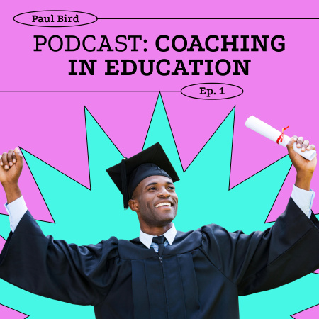 Talk Show epizód a coachingról az oktatásban Podcast Cover tervezősablon