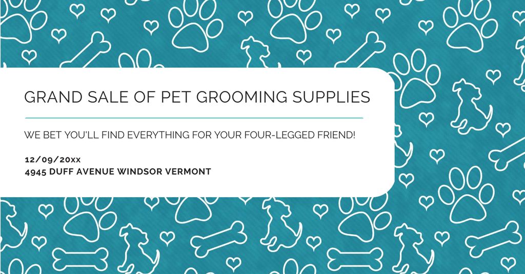 Sale of pet grooming supplies on Cute pattern Facebook AD Modelo de Design
