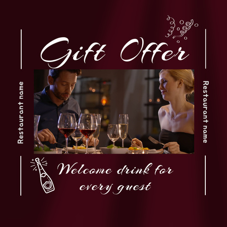 Welcome Drink For Guests In Restaurant As Present Offer Animated Post Design Template