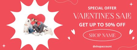 Designvorlage Valentinstag-Verkauf mit verliebten Paaren für Facebook cover