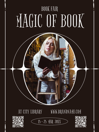 Template di design Fiera del libro magico Poster US