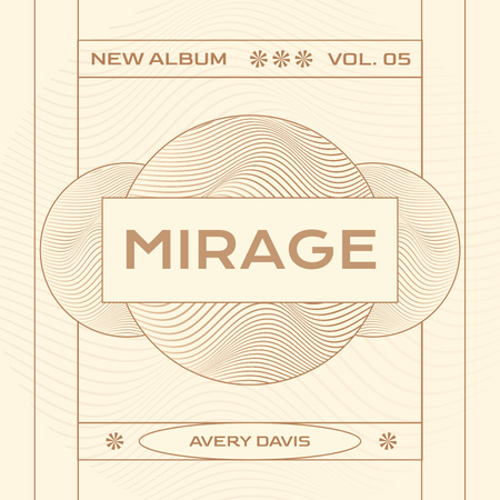 Template di design composizione a righe beige con titolo in cornice Album Cover