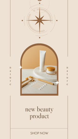 Plantilla de diseño de Nuevo anuncio de productos de belleza con cremas en la mesa. Instagram Story 