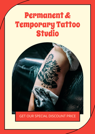 Tatuagens permanentes e temporárias em estúdio com desconto Flayer Modelo de Design