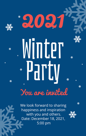 Winter Party Announcement Invitation 4.6x7.2in Design Template
