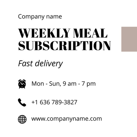 Designvorlage Fast Meal Delivery Service Offer für Square 65x65mm