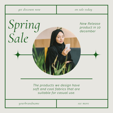 Tavaszi akció muszlim nők számára Instagram AD tervezősablon