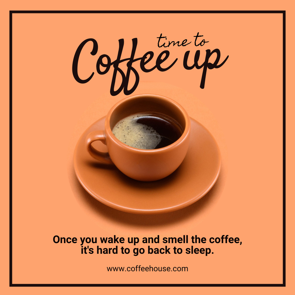 Satisfying Cafe Ad with Coffee Cup In Orange Instagram Tasarım Şablonu
