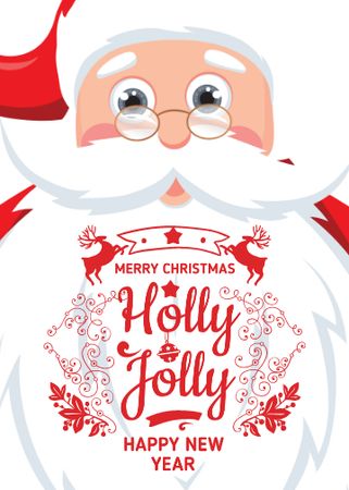 Designvorlage Holly Jolly Greeting with Santa Claus für Flayer