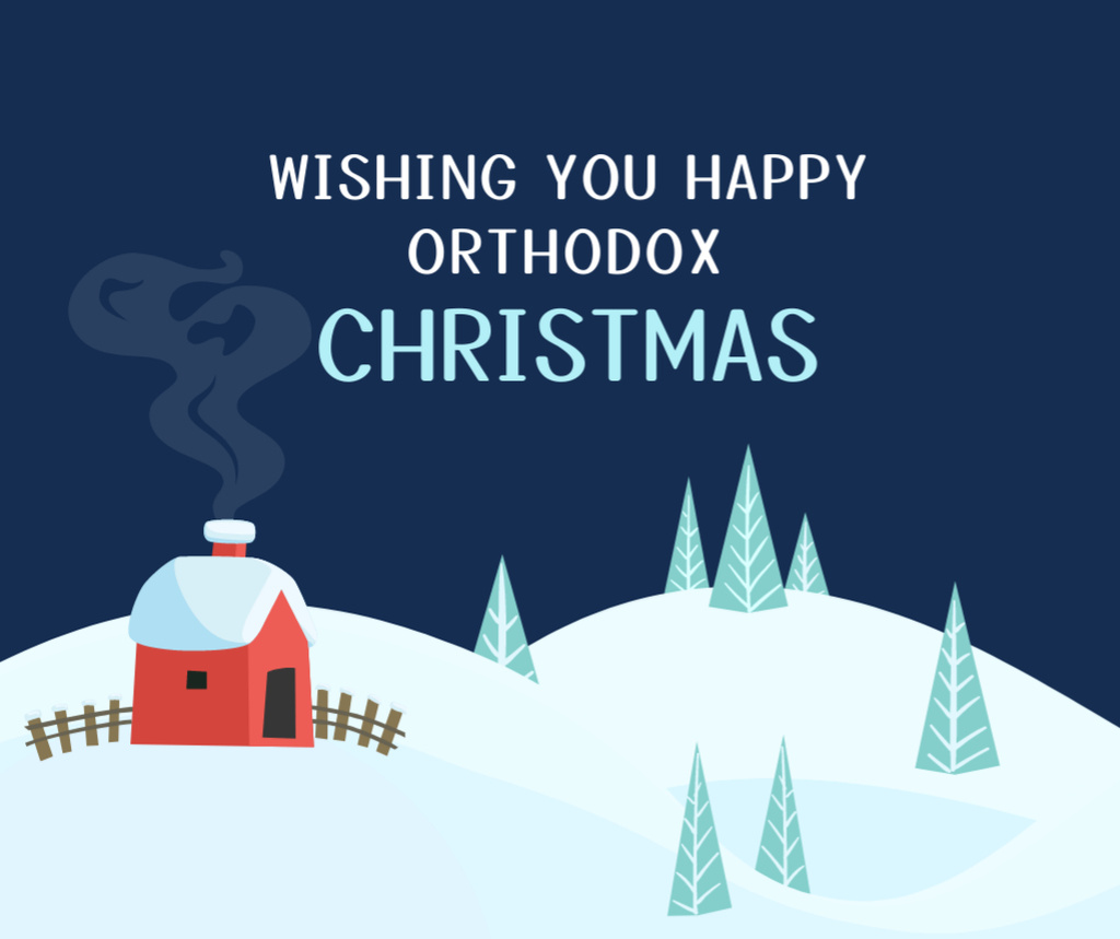 Plantilla de diseño de Happy Orthodox Christmas Facebook 