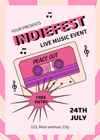 Live Music Event Announcement on Pink Flayer Design Template