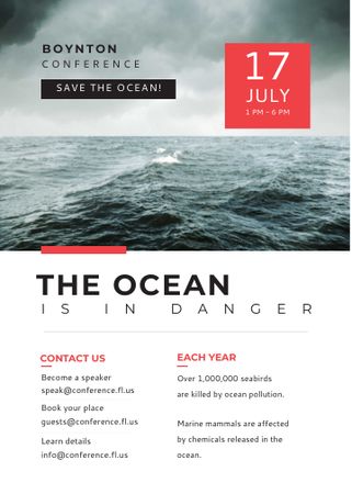 Plantilla de diseño de Ecology Conference Stormy Sea Waves Invitation 