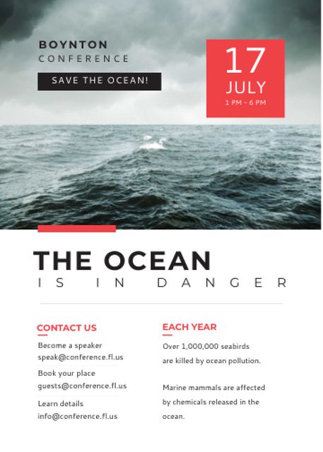 Plantilla de diseño de Ecology Conference Stormy Sea Waves Invitation 