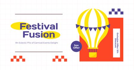 Designvorlage Festival-Fusion mit Luftballontouren zu geringeren Kosten für Facebook AD