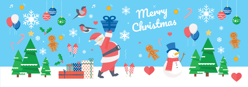 Christmas Holiday greeting Santa delivering Gifts Tumblr – шаблон для дизайна