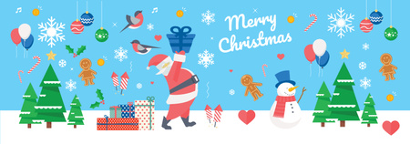 Designvorlage Christmas Holiday greeting Santa delivering Gifts für Tumblr