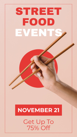 Street Food Ad with Chopsticks Instagram Story Design Template