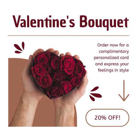 Valentine's Roses Bouquet At Discounted Rates Instagram AD Design Template