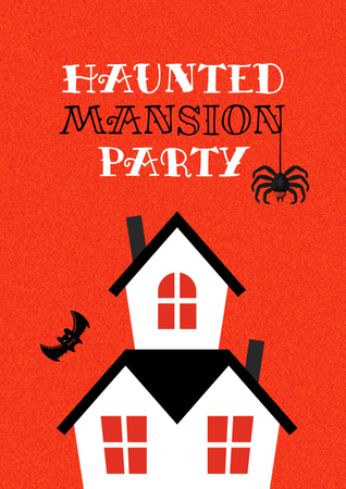 Ontwerpsjabloon van Poster van Halloween Mansion Party Announcement