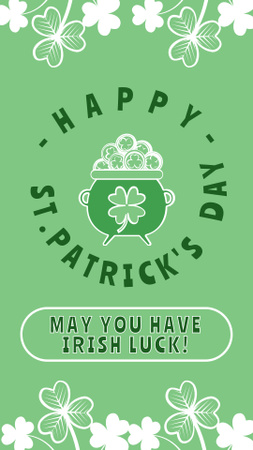 Happy St. Patrick's Day with Pot of Gold Instagram Story Design Template