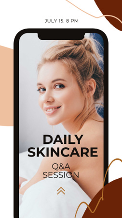 Beauty Blog Ad with Young Girl on Phone screen Instagram Story Design Template