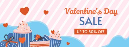 Platilla de diseño Valentine's Day Sweets Sale Facebook cover