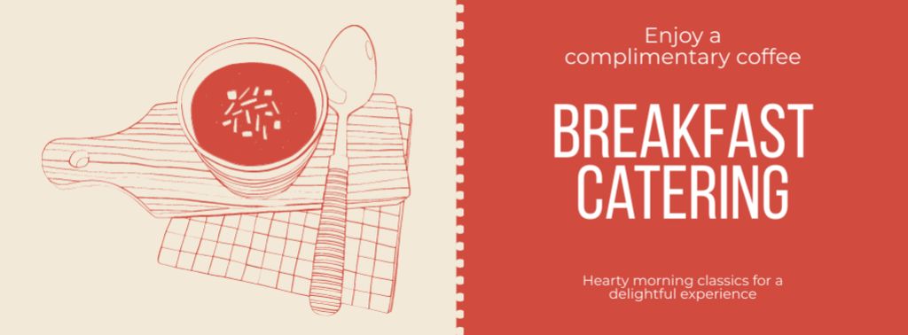 Plantilla de diseño de Breakfast Catering Services with Illustration of Tasty Soup Facebook cover 