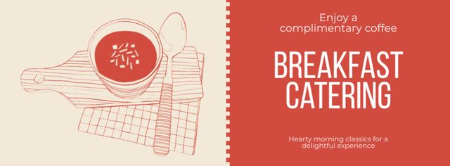 Breakfast Catering Services with Illustration of Tasty Soup Facebook cover Design Template