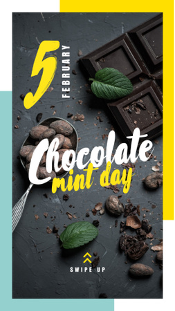 Mint chocolate pieces Instagram Story Design Template