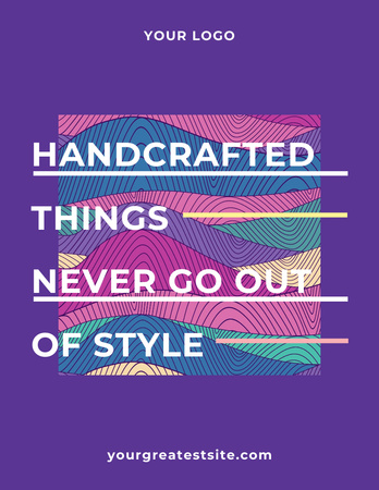 Handcrafted things Quote on Waves in purple Flyer 8.5x11in Design Template